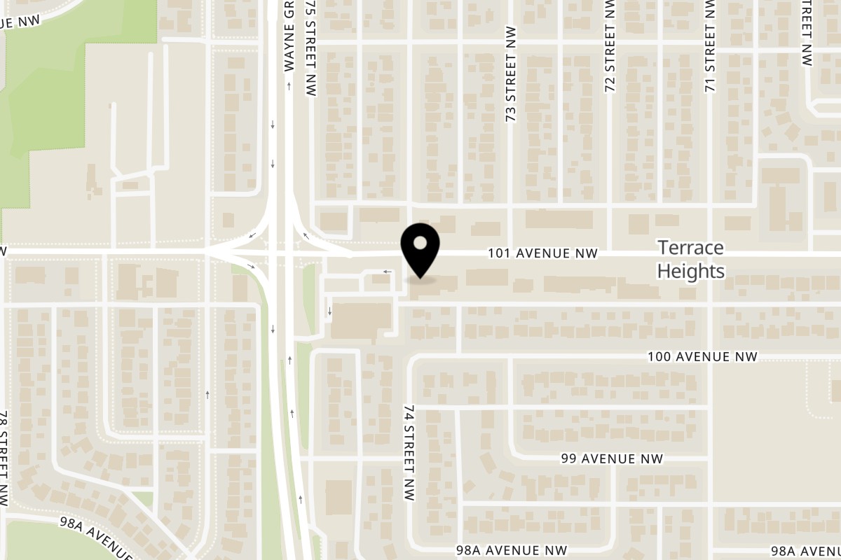 Map showing the location of Kaur's Kitchen Ltd on 7327 101 Avenue Northwest in Edmonton